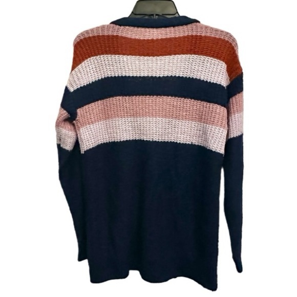 Striped Knit Cardigan Sweater L - Picture 4 of 5